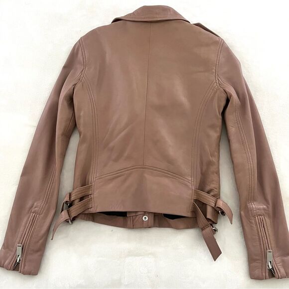 Amaryllis Clay/Pink 100% Leather Moto Style Jacket, Size XS NWOT - Picture 10 of 15
